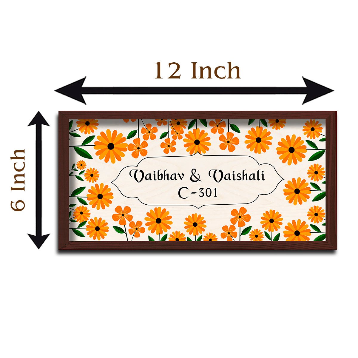 Botanical Home Name Plate – Orange Daisy Couple Board - Sblossom
