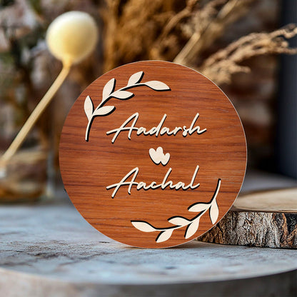 Botanical Name Plate Design – Dark Circle Couple in 3D - Sblossom
