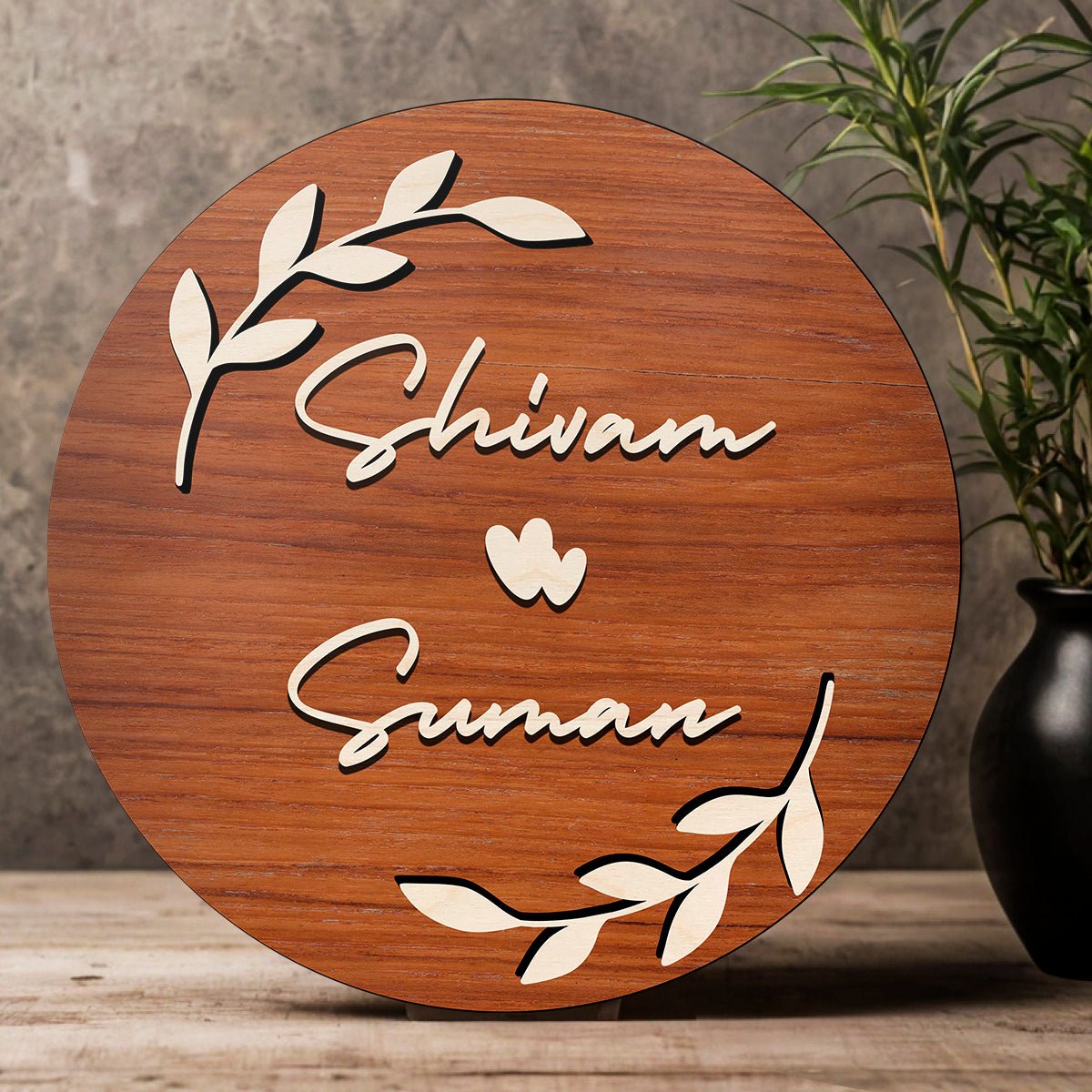 Botanical Name Plate Design – Dark Circle Couple in 3D - Sblossom