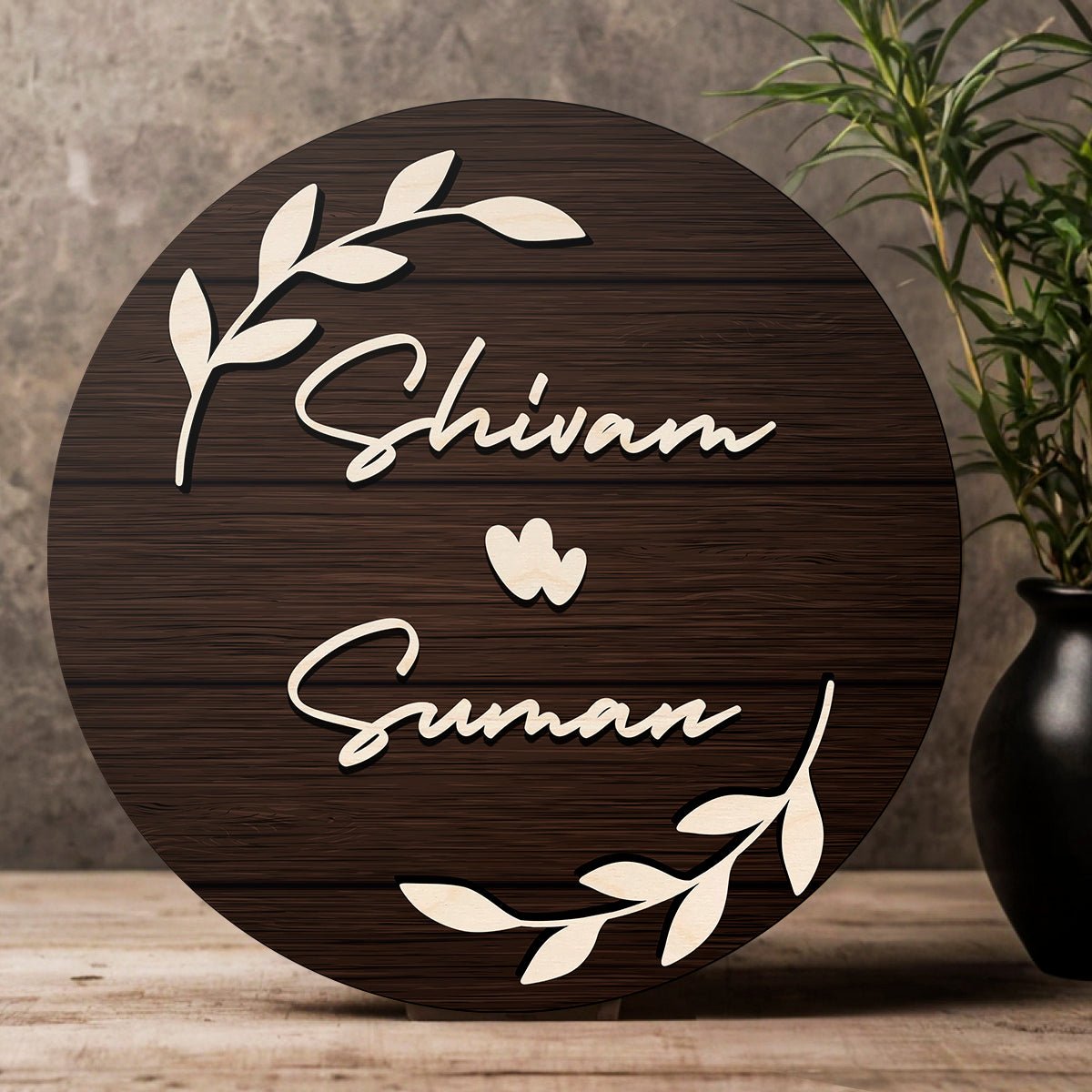 Botanical Name Plate Design – Dark Circle Couple in 3D - Sblossom