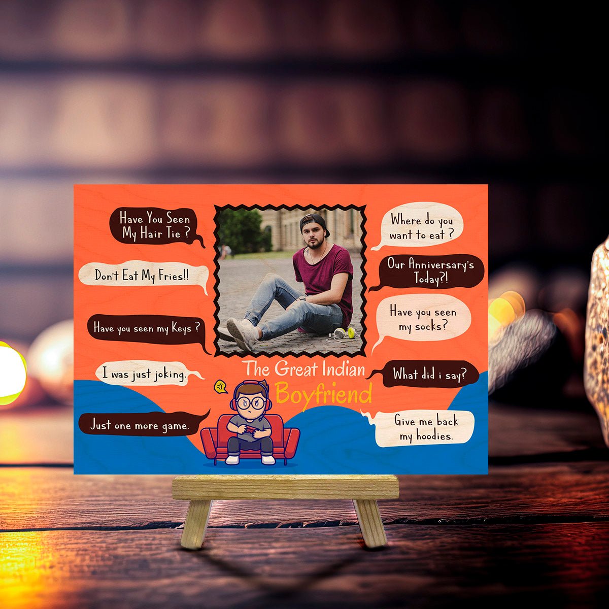 Boyfriend Wood Print Gift – Couple Love Photo Keepsake - Sblossom
