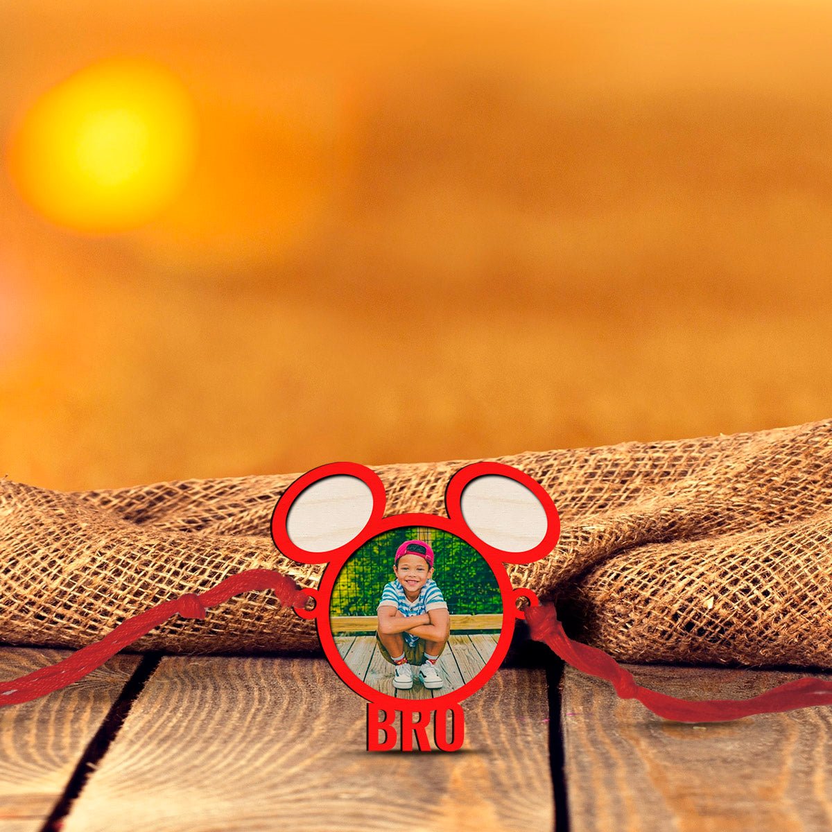 Bro Name Rakhi – Wooden Cartoon Design for Brother - Sblossom