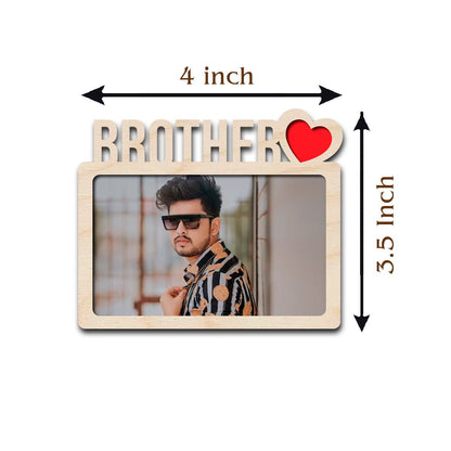 Brother Letter Fridge Magnet in Wood with 3D Photo Heart Design - Sblossom