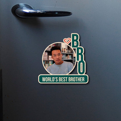 Brother Photo Fridge Magnet in Wood – World's Best Brother Design - Sblossom