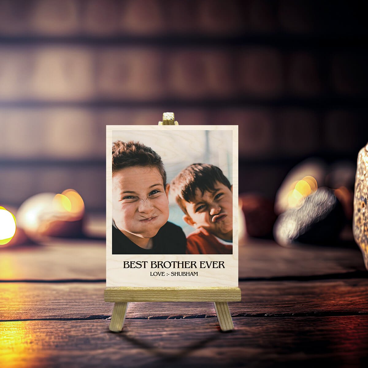 Brother Photo Wood Print with Easel Stand Personalized Decor - Sblossom