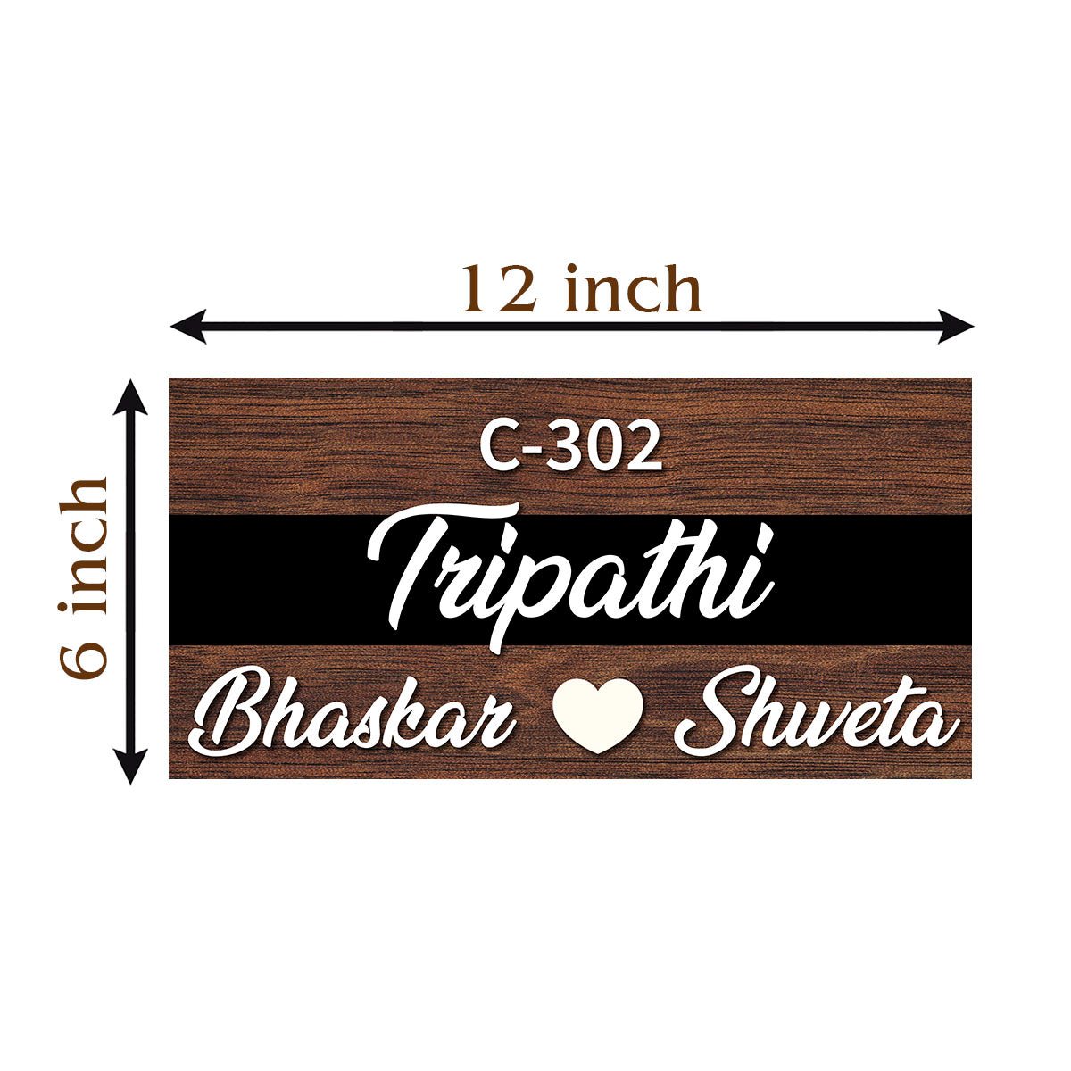 Brown Wood Name Plate for Home — Couple, House No. - Sblossom