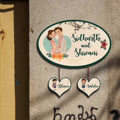 Bungalow Name Plate Design – Family with Lower Tag - Sblossom