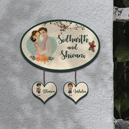 Bungalow Name Plate Design – Family with Lower Tag - Sblossom
