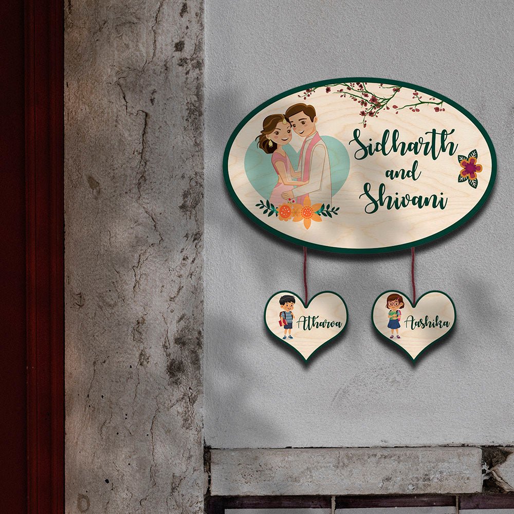 Bungalow Name Plate Design – Family with Lower Tag - Sblossom