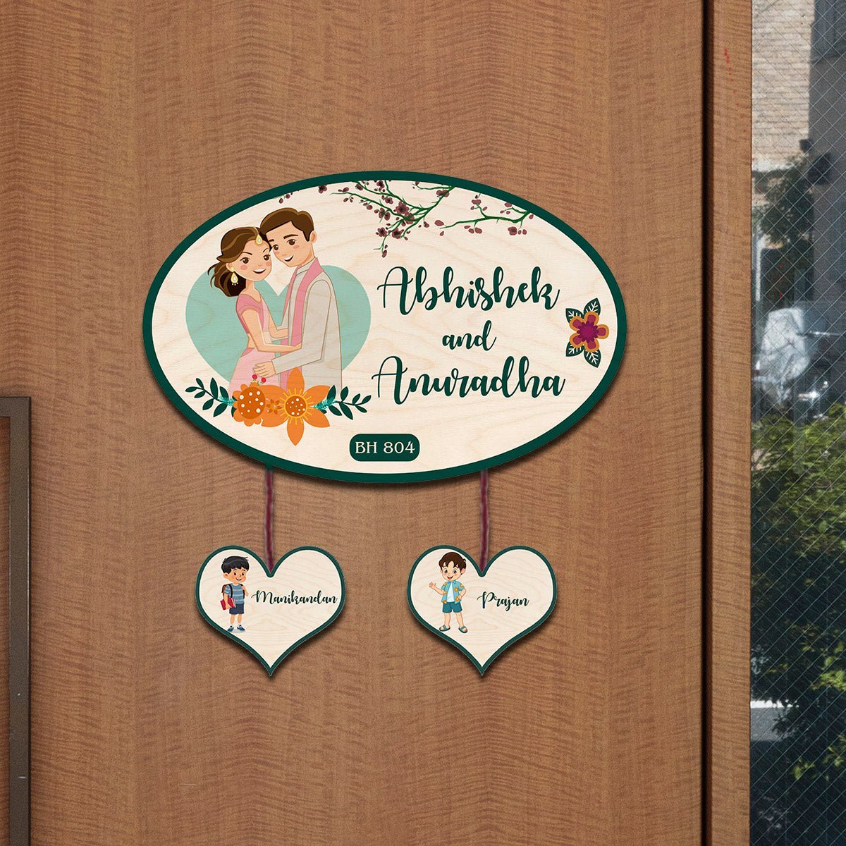 Bungalow Name Plate Design – Family with Lower Tag - Sblossom
