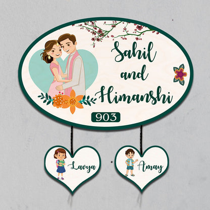 Bungalow Name Plate Design – Family with Lower Tag - Sblossom