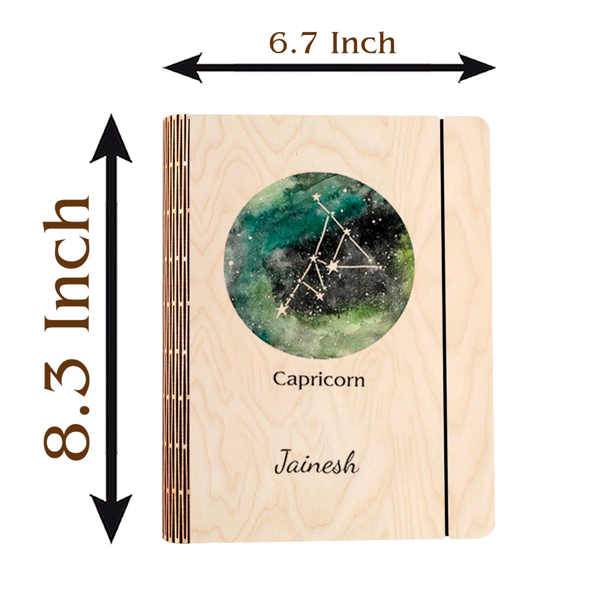 Capricorn Zodiac Wooden Diary – Personalized Cover - Sblossom