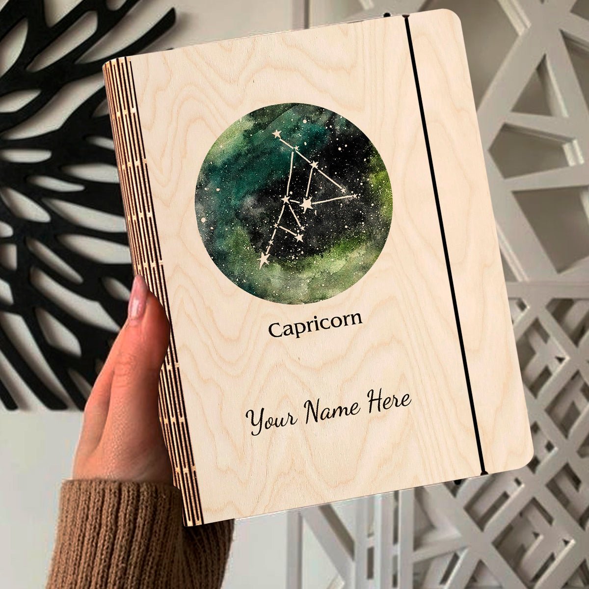 Capricorn Zodiac Wooden Diary – Personalized Cover - Sblossom