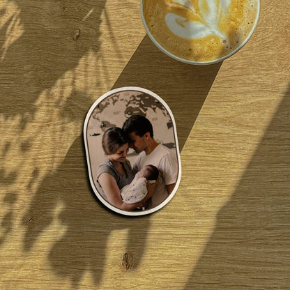Capsule Oval Photo Magnet – Wooden Family Print - Sblossom