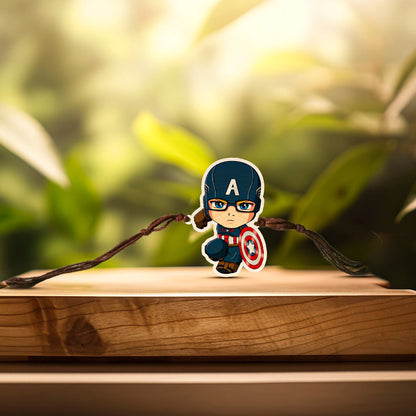 Captain America Rakhi – Wooden Cutout for Brother - Sblossom