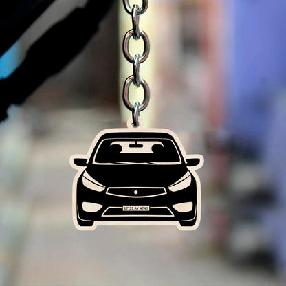 Car Keychain with Number Plate – Wooden Custom Design - Sblossom