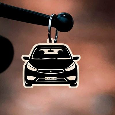 Car Keychain with Number Plate – Wooden Custom Design - Sblossom