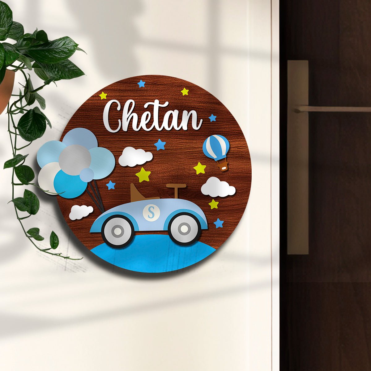 Car Name Plate for Kids – Racing Car Round in 3D - Sblossom