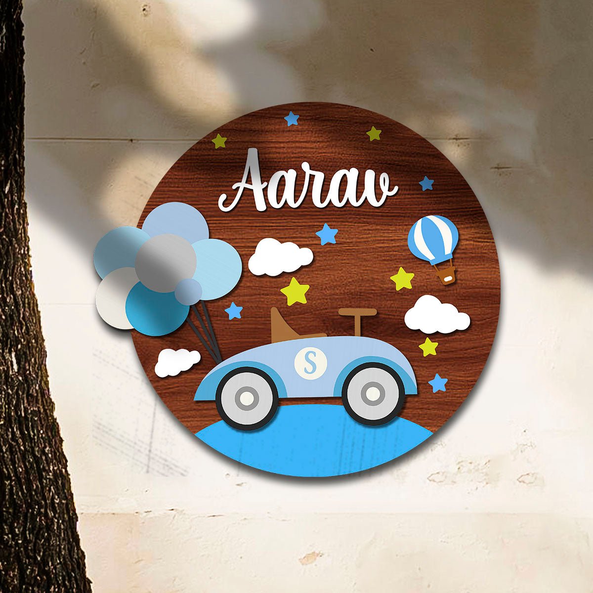 Car Name Plate for Kids – Racing Car Round in 3D - Sblossom