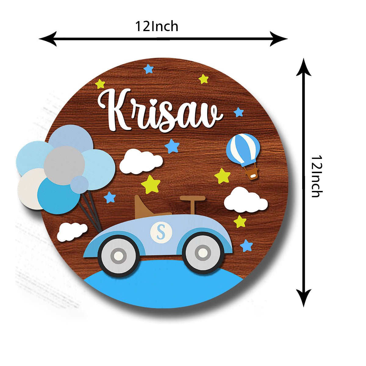 Car Name Plate for Kids – Racing Car Round in 3D - Sblossom