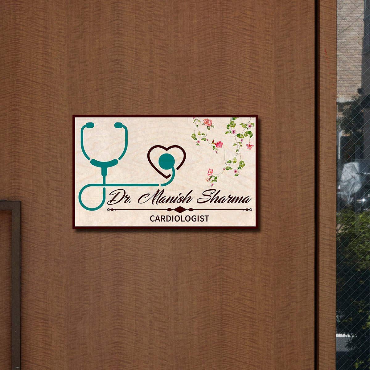 Cardiologist Name Plate – Heart Stethoscope for Clinic - Sblossom