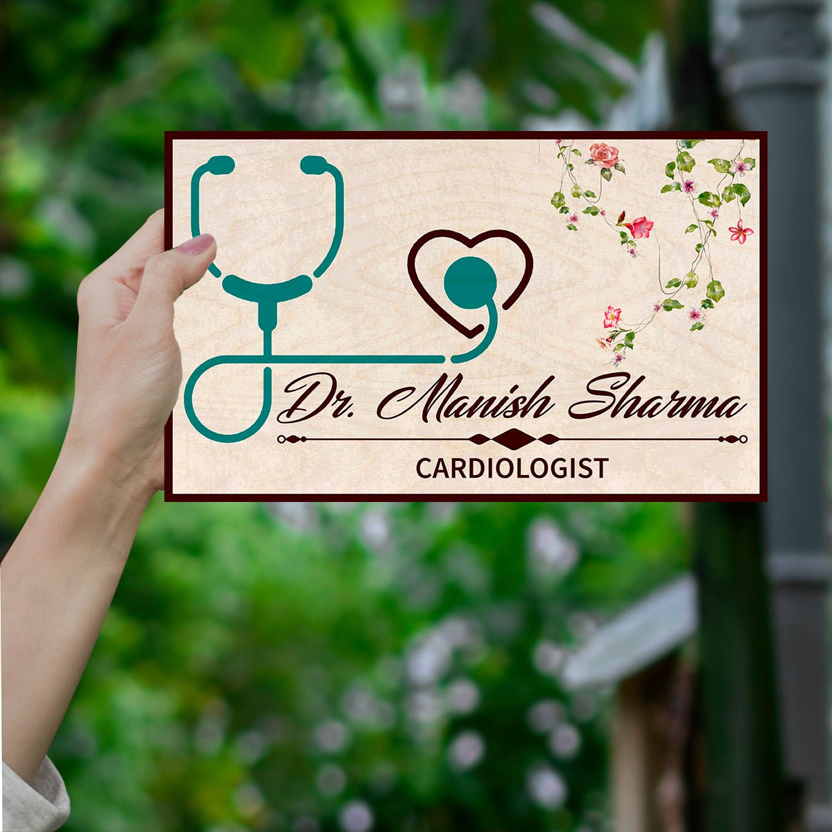 Cardiologist Name Plate – Heart Stethoscope for Clinic - Sblossom