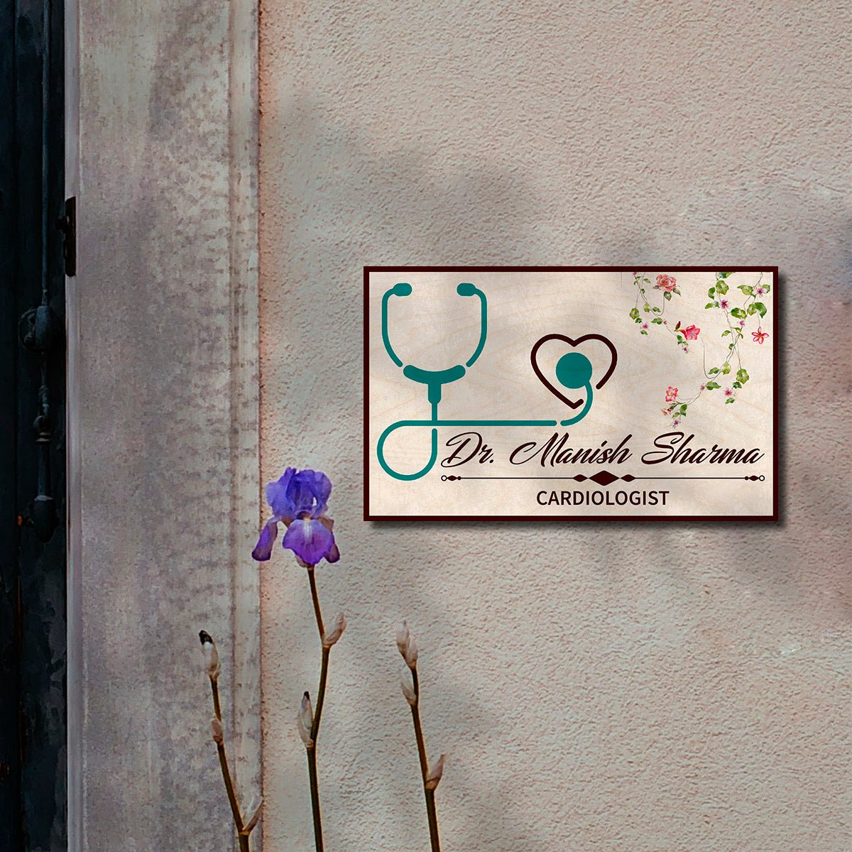 Cardiologist Name Plate – Heart Stethoscope for Clinic - Sblossom