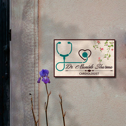 Cardiologist Name Plate – Heart Stethoscope for Clinic - Sblossom