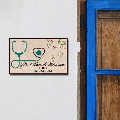 Cardiologist Name Plate – Heart Stethoscope for Clinic - Sblossom