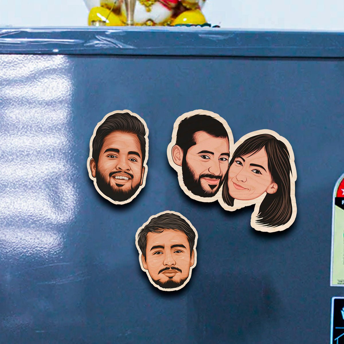 Caricature Couple Fridge Magnet – Cartoon Photo Wood - Sblossom