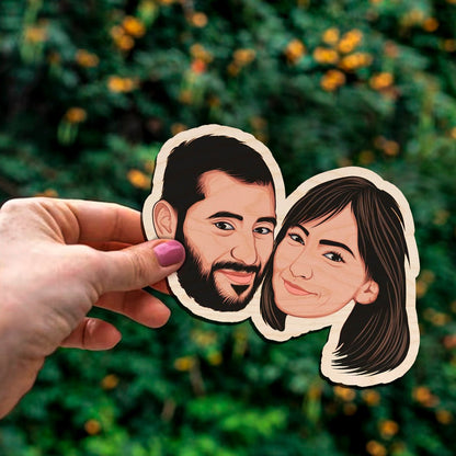 Caricature Couple Fridge Magnet – Cartoon Photo Wood - Sblossom