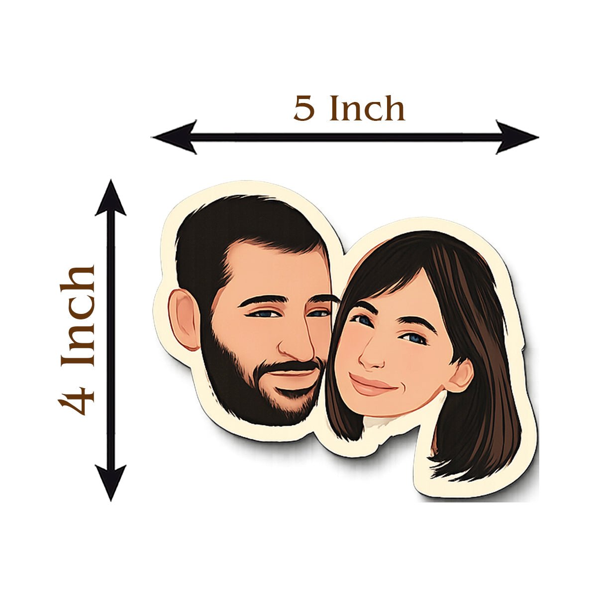 Caricature Couple Fridge Magnet – Cartoon Photo Wood - Sblossom