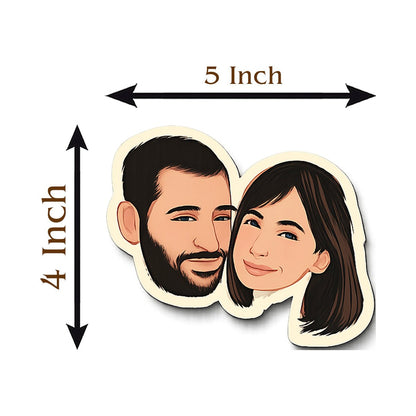 Caricature Couple Fridge Magnet – Cartoon Photo Wood - Sblossom