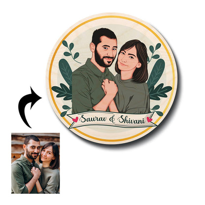 Caricature Couple Name Plate – Cartoon Portrait Ring - Sblossom