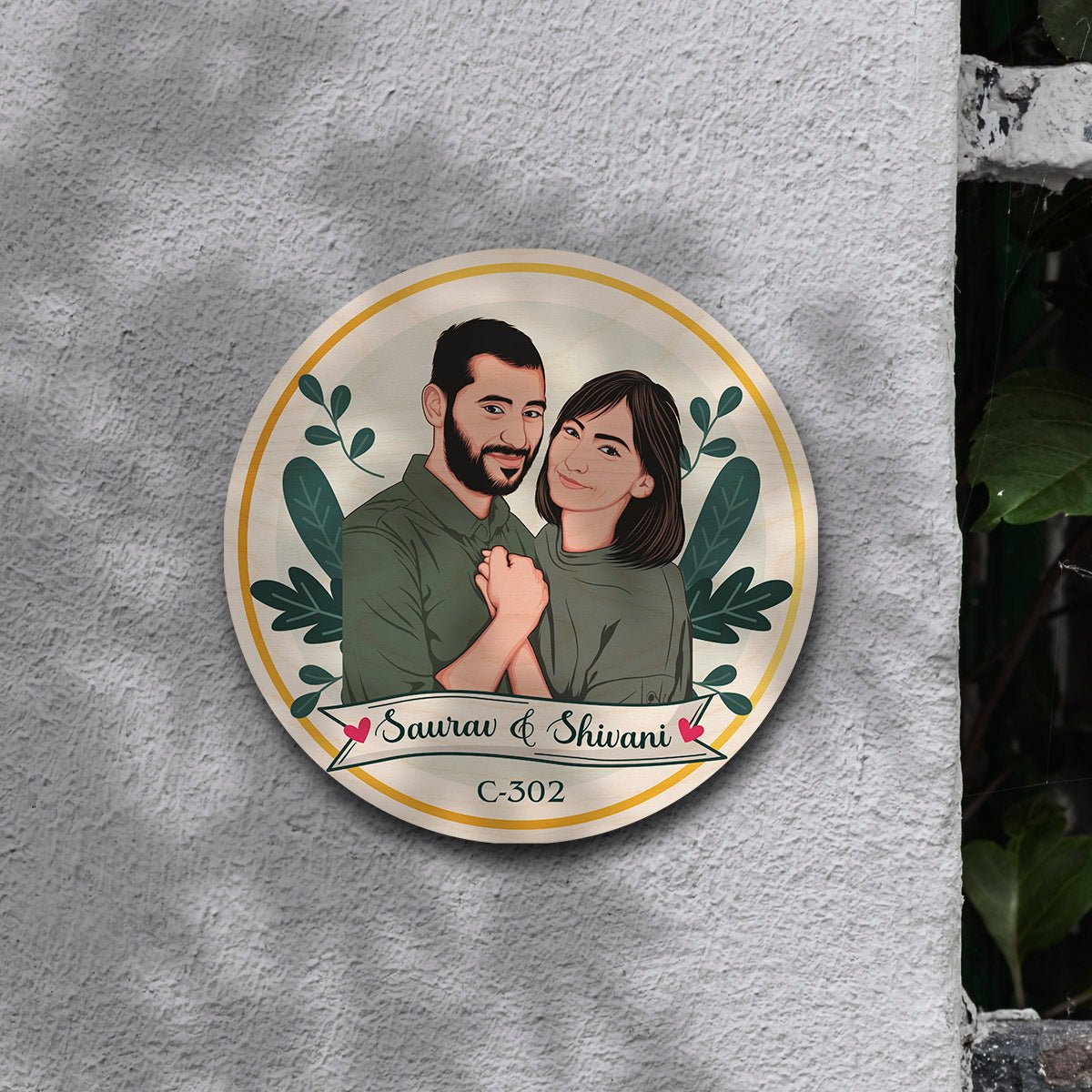 Caricature Couple Name Plate – Cartoon Portrait Ring - Sblossom