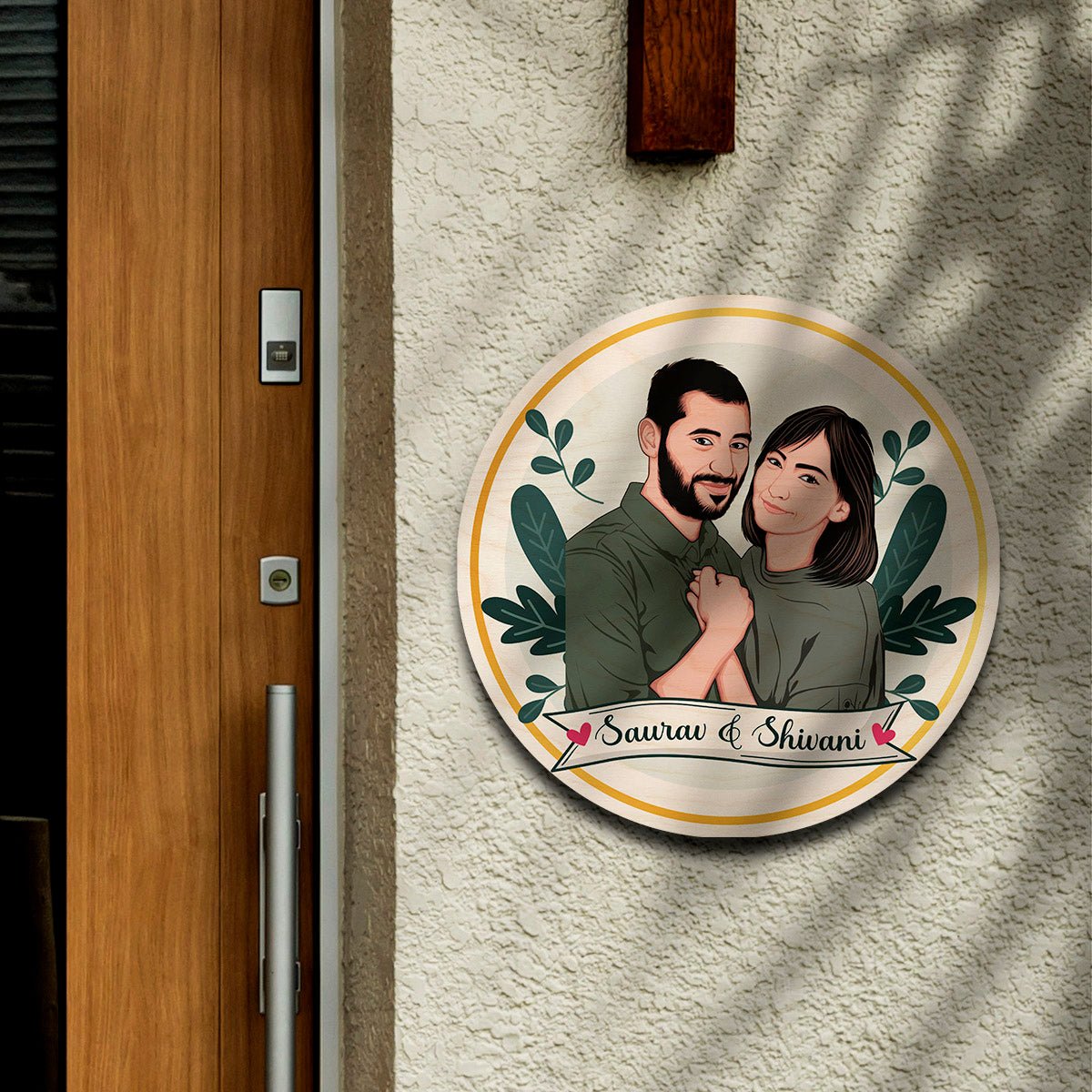 Caricature Couple Name Plate – Cartoon Portrait Ring - Sblossom