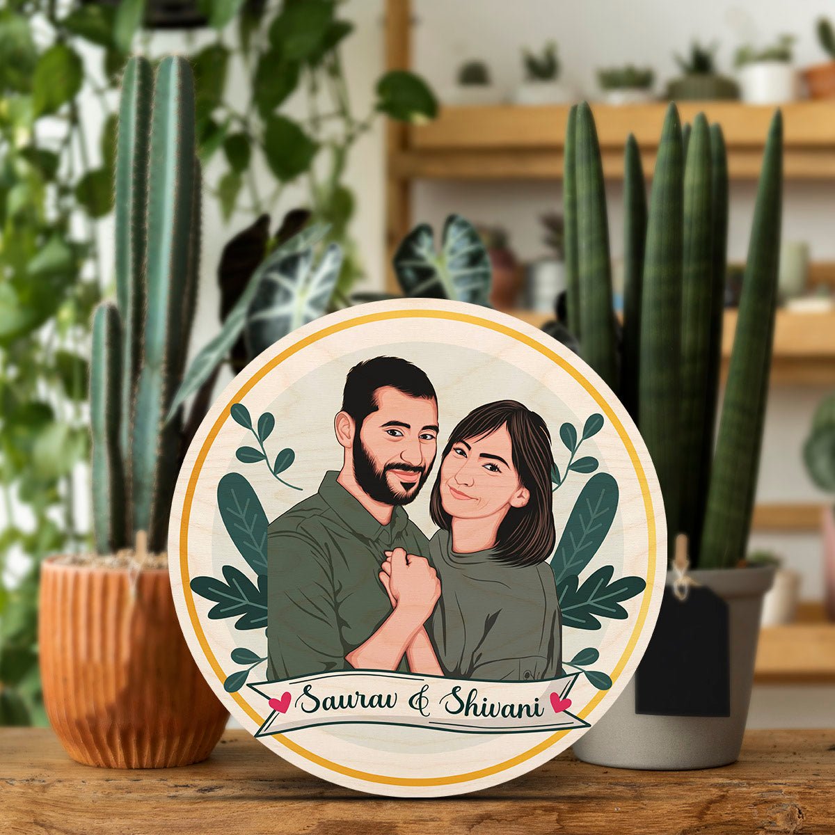 Caricature Couple Name Plate – Cartoon Portrait Ring - Sblossom