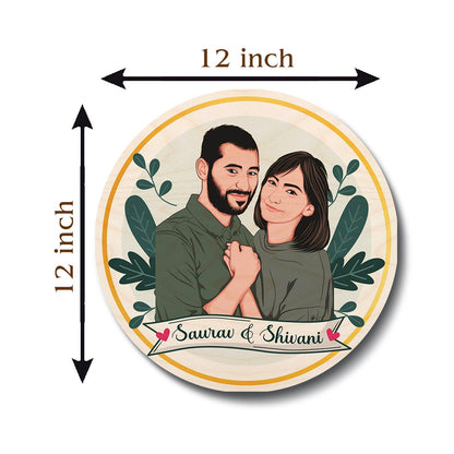 Caricature Couple Name Plate – Cartoon Portrait Ring - Sblossom