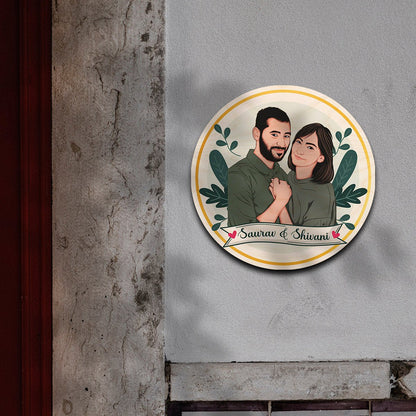 Caricature Couple Name Plate – Cartoon Portrait Ring - Sblossom