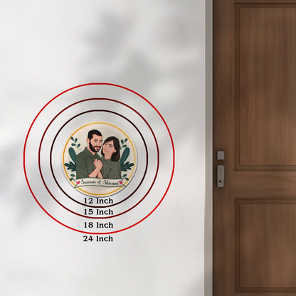 Caricature Couple Name Plate – Cartoon Portrait Ring - Sblossom