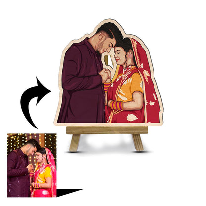 Caricature Wooden Cutout Gift with Personalized Cartoon Photo - Sblossom