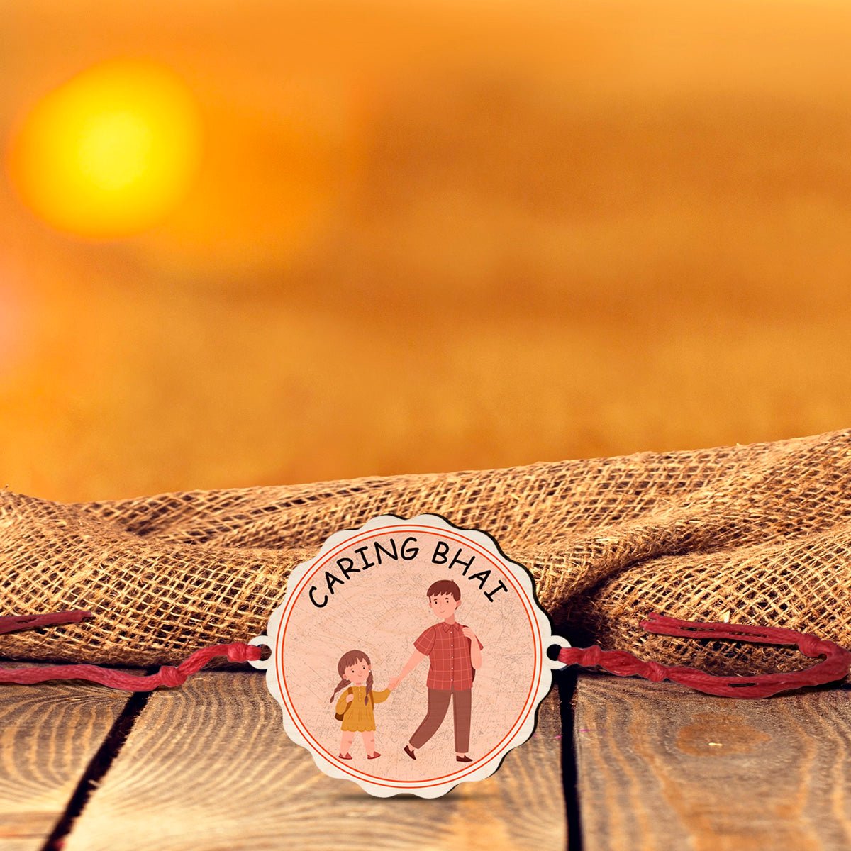 Caring Bhai Rakhi – Wooden Custom Name for Brother - Sblossom