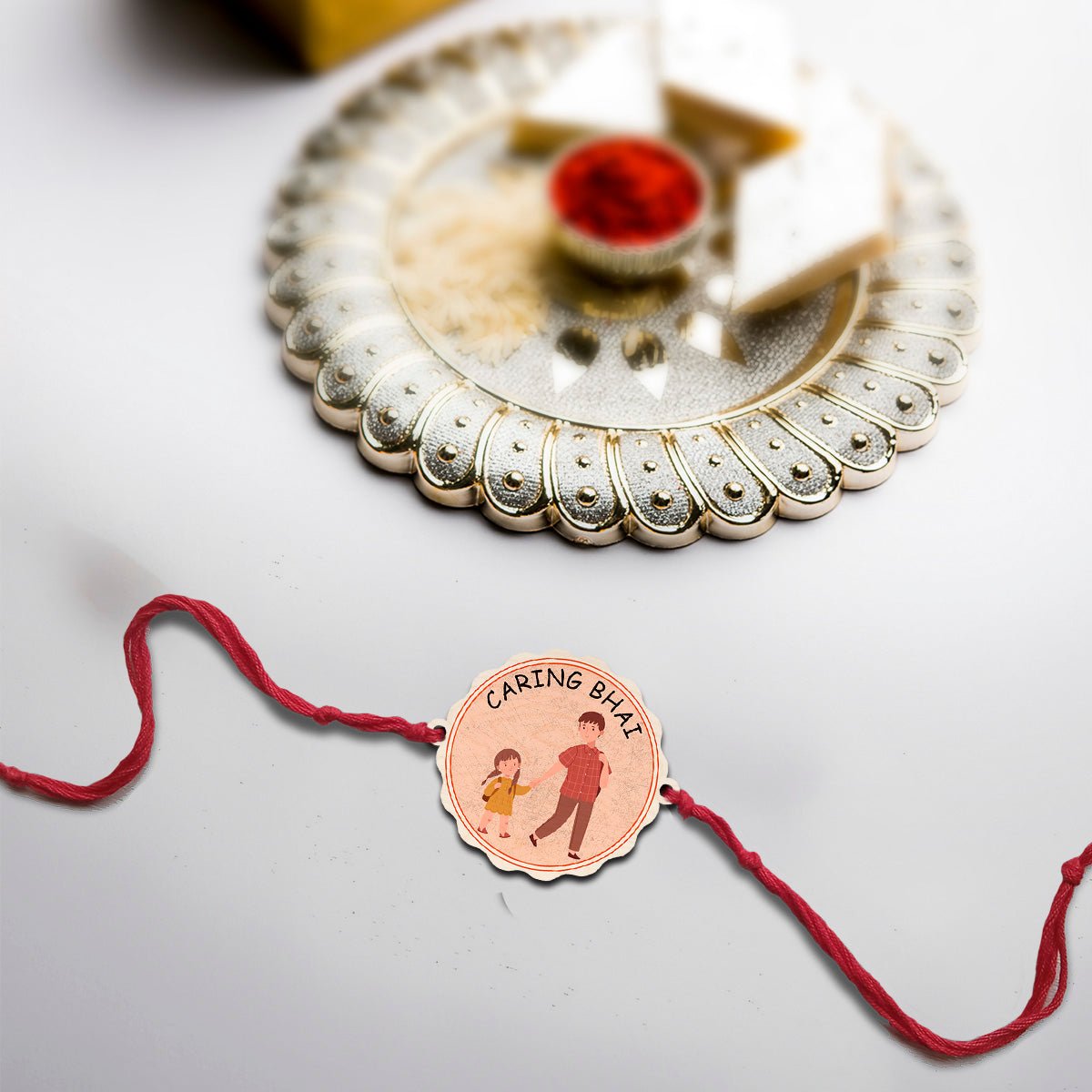 Caring Bhai Rakhi – Wooden Custom Name for Brother - Sblossom