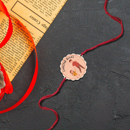 Caring Bhai Rakhi – Wooden Custom Name for Brother - Sblossom