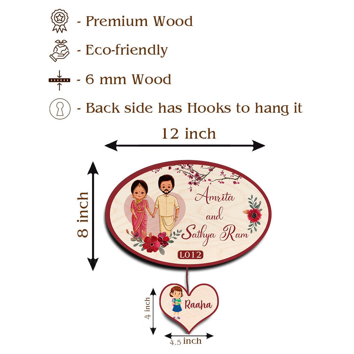 Cartoon Family Name Plate – Traditional Oval with Kid - Sblossom