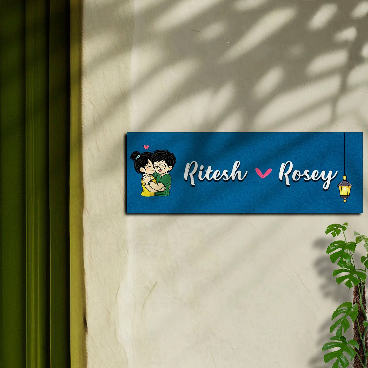 Cartoon Name Plate Design for Couple - Sblossom