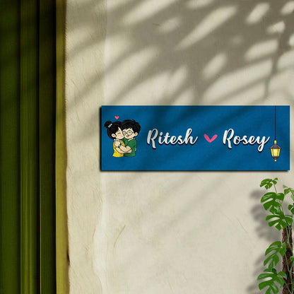 Cartoon Name Plate Design for Couple - Sblossom