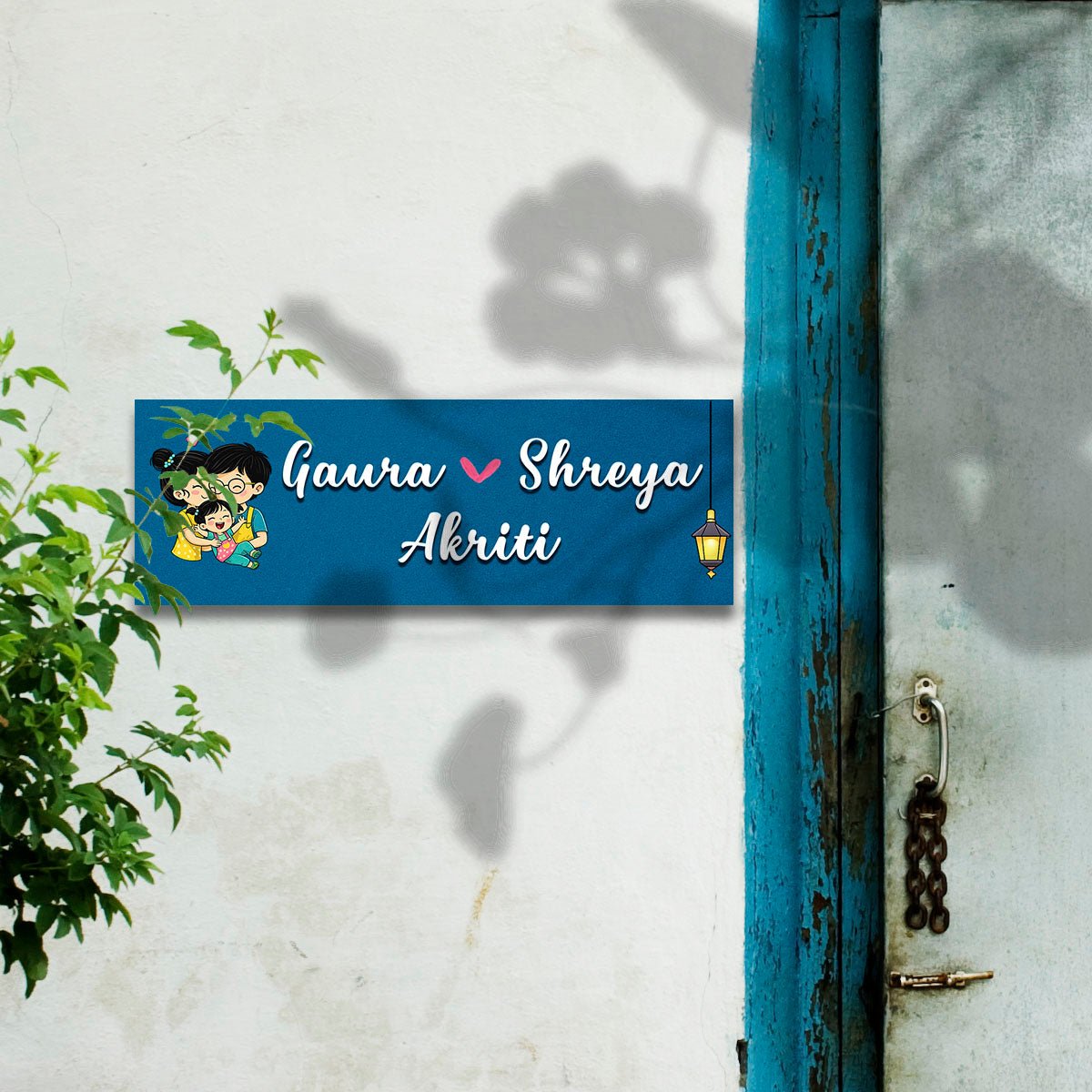 Cartoon Name Plate Design for Couple - Sblossom