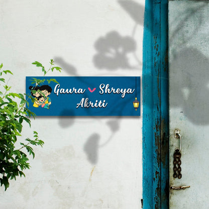 Cartoon Name Plate Design for Couple - Sblossom