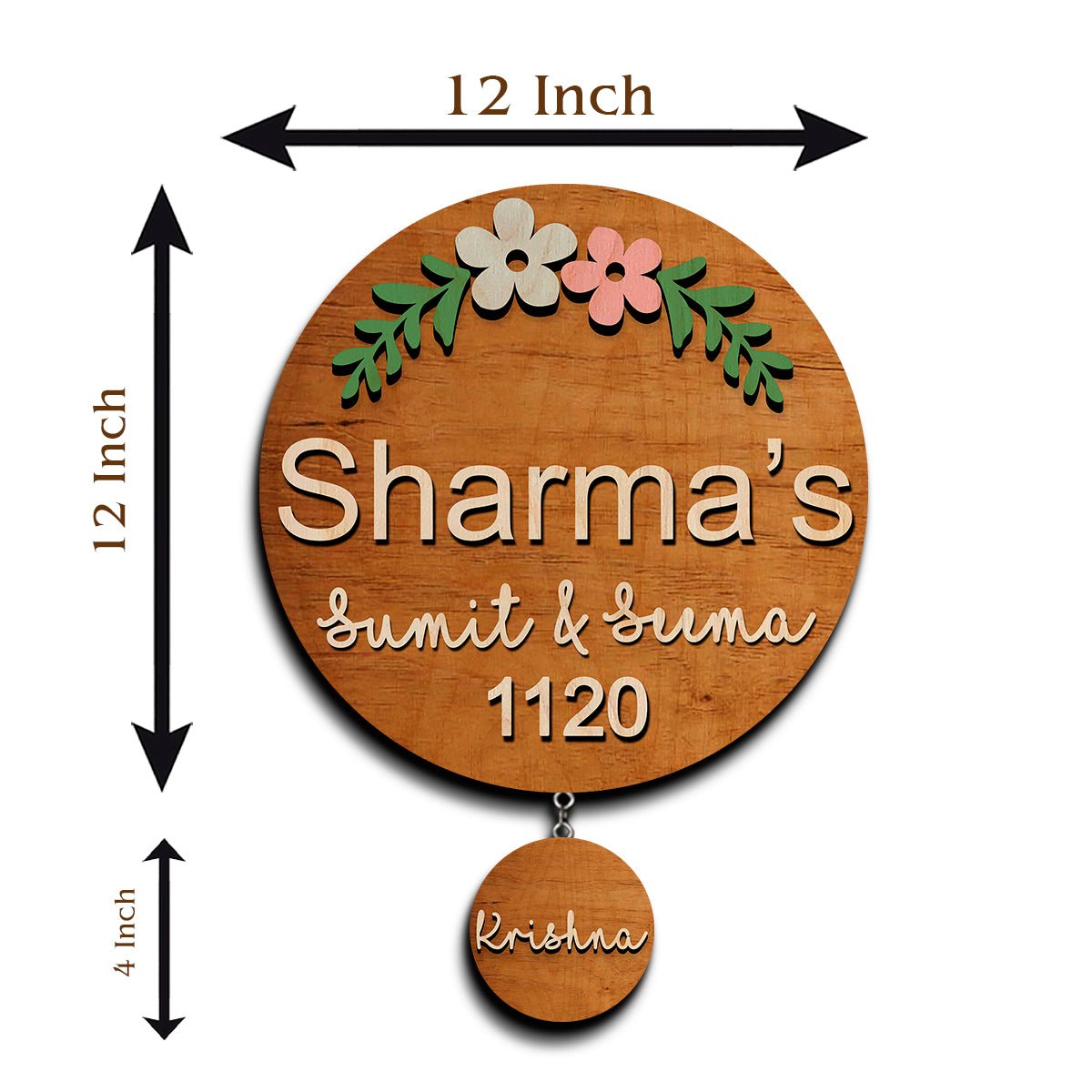 Chain Hanging Name Plate Design for Office and Home – Floral - Sblossom